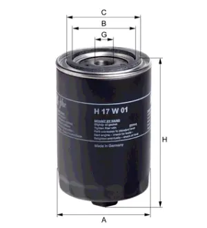 Фильтр масляный, накручиваемый. Фільтр масляний, накручуваний. Oil filter, Spin-On HENGST H17W01