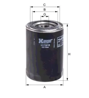 Oil filter, Spin-On. Фильтр масляный, накручиваемый HENGST H17W16
