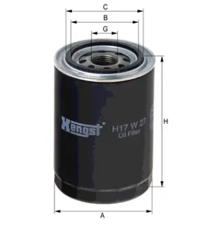 Oil filter, Spin-On. Фильтр масляный, накручиваемый HENGST H17W27