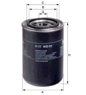 Hydraulic filter, Spin-On. Фильтр гидравлический, накручиваемый HENGST H17WD01