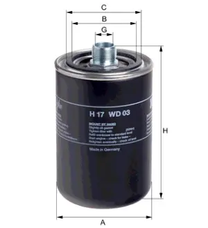 Hydraulic filter, Spin-On. Фильтр гидравлический, накручиваемый HENGST H17WD03