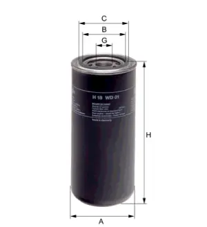 Oil filter, Spin-On. Фильтр масляный, накручиваемый HENGST H18WD01