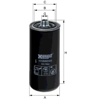Hydraulic filter, Spin-On. Фильтр гидравлический, накручиваемый HENGST H18WD05