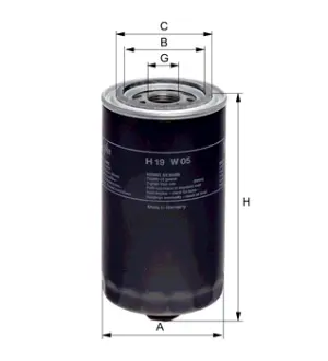 Oil filter, Spin-On. Фильтр масляный, накручиваемый HENGST H19W05