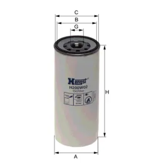 Oil filter, Spin-On. Фильтр масляный, накручиваемый HENGST H200W02
