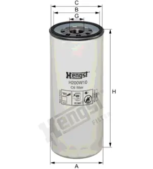 Фильтр масляный, накручиваемый. Фільтр масляний, накручуваний. Oil filter, Spin-On HENGST H200W10