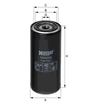 Fuel filter, Spin-On. Фильтр топливный, накручиваемый HENGST H205WK