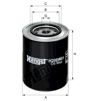 Oil filter, Spin-On. Фильтр масляный, накручиваемый HENGST H208W01