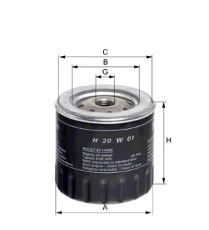 Фильтр масляный, накручиваемый. Фільтр масляний, накручуваний. Oil filter, Spin-On HENGST H20W01
