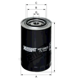 Oil filter, Spin-On. Фильтр масляный, накручиваемый HENGST H210W02