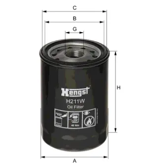 Масляний фільтр (фільтр, що вгвинчується) AG CHEM 6670, 6680, 6690, 1803 AGCO 5670 2WD, 5670 4WD, 5680 2WD, 5680 4WD, 6670 2WD, 6670 4WD, 6680 2WD, 6680 4WD, 6690 2WD, 6690 4WD AGCO-ALLIS 5670 HENGST H211W