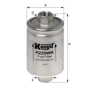 Фильтр топливный, проточный. Фільтр паливний, проточний. Fuel filter, In-line HENGST H229WK