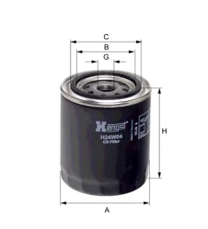 Фильтр масляный, накручиваемый. Фільтр масляний, накручуваний. Oil filter, Spin-On HENGST H24W04