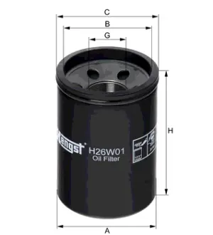 Фильтр масляный, накручиваемый. Фільтр масляний, накручуваний. Oil filter, Spin-On HENGST H26W01