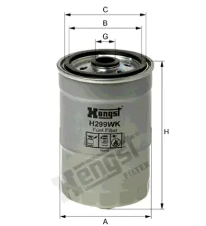 Fuel filter, Spin-on. Фильтр топливный, накручиваемый HENGST H299WK