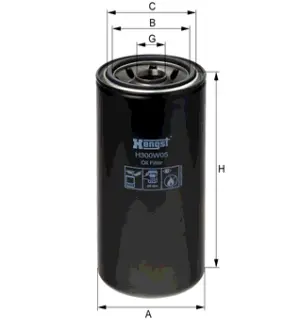 Oil filter, Spin-On. Фильтр масляный, накручиваемый HENGST H300W05