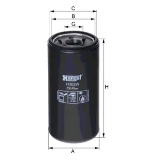 Oil filter, Spin-On. Фильтр масляный, накручиваемый HENGST H302W