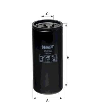 Oil filter, Spin-On. Фильтр масляный, накручиваемый HENGST H305W