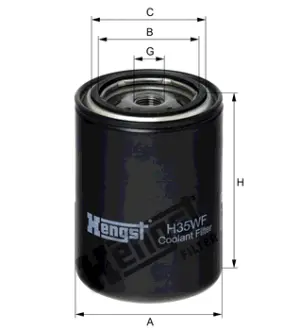 Coolant antifreeze filter, Spin-On. Фильтр охлаждающей жидкости, антифриза, накручиваемый HENGST H35WF