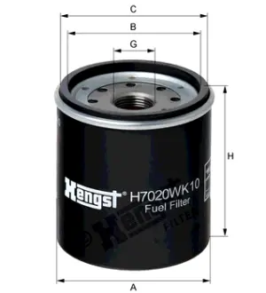 Fuel filter, Spin-on. Фильтр топливный, накручиваемый HENGST H7020WK10