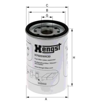 Fuel filter, water separator, Spin-On. Фильтр топливный сепаратор, накручиваемый HENGST H7025WK30