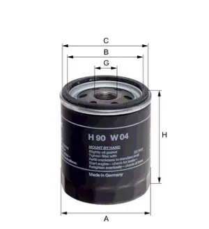 Oil filter, Spin-On. Фильтр масляный, накручиваемый HENGST H90W04