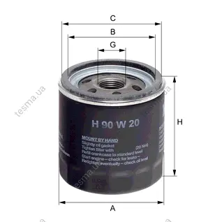 Oil filter, Spin-On. Фильтр масляный, накручиваемый HENGST H90W20 (фото 1)