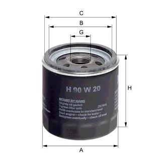 Oil filter, Spin-On. Фильтр масляный, накручиваемый HENGST H90W20