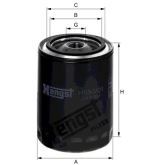 Oil filter, Spin-On. Фильтр масляный, накручиваемый HENGST H95W01
