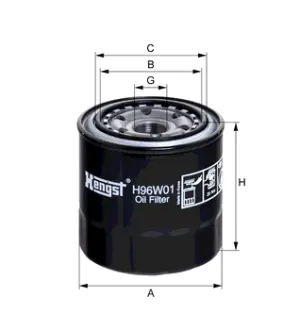 Oil filter, Spin-On. Фильтр масляный, накручиваемый HENGST H96W01