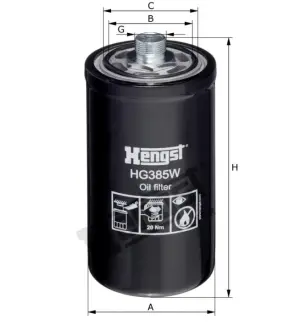 Гідравлічний фільтр (фільтр, що вгвинчується) ABG SD200DX, SD200F AG CHEM 1254, 544 AGCO R42, R62, R72 AMMANN ASC 110 D, ASC 150 D BELL 310 SG, 315 SG BOMAG BW12R, BW284 CASE IH 1660, 1840 HENGST HG385W