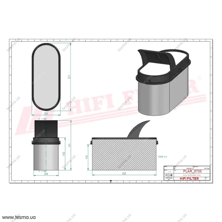 Фільтр повітряний HIFI FILTER SA17516 (фото 1)