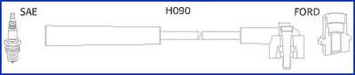 HUCO FORD комплект високовольтних проводІв ESCORT V 1.3 90-95, FIESTA III (GFJ) 1.0 89-95, ORION II (AFF) 1.3 85-90 HITACHI 134659