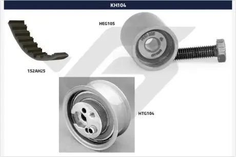 Комплект ремня ГРМ HUTCHINSON KH104