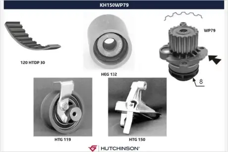 Водяной насос + комплект зубчатого ремня HUTCHINSON KH150WP79