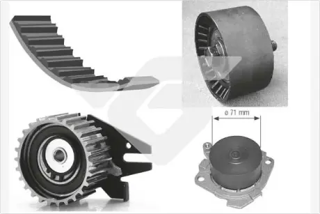 Водяной насос + комплект зубчатого ремня HUTCHINSON KH184WP25