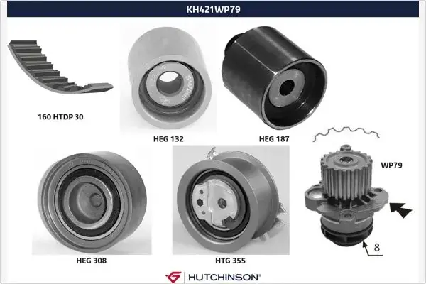 Водяной насос + комплект зубчатого ремня HUTCHINSON KH421WP79 (фото 1)