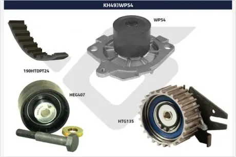 Водяной насос + комплект зубчатого ремня HUTCHINSON KH493WP54