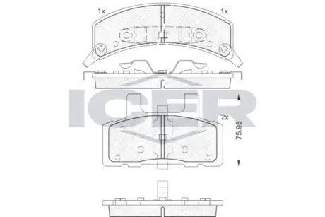 Комплект тормозных колодок, дисковый тормоз ICER 141563