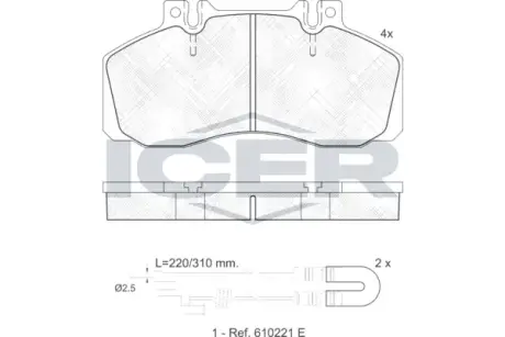 Комплект тормозных колодок, дисковый тормоз ICER 150722