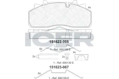 Комплект тормозных колодок, дисковый тормоз ICER 151623067