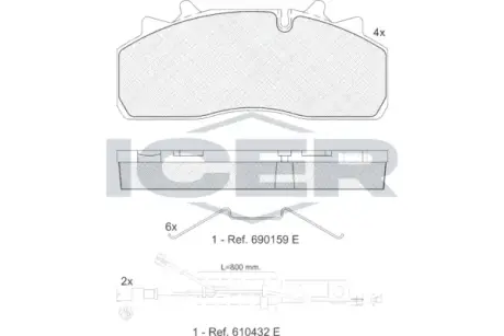 Комплект тормозных колодок, дисковый тормоз ICER 151623225