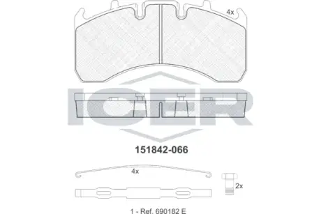 Комплект тормозных колодок, дисковый тормоз ICER 151842066