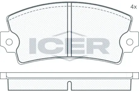 Комплект тормозных колодок, дисковый тормоз ICER 180089