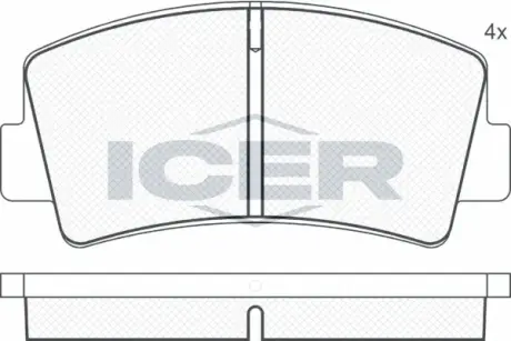 Комплект тормозных колодок, дисковый тормоз ICER 180106