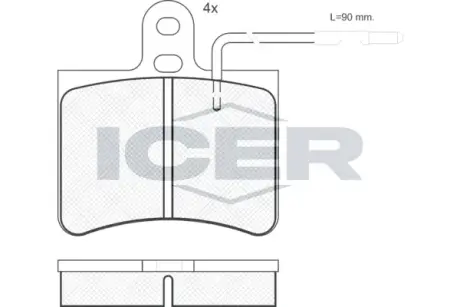 Комплект тормозных колодок, дисковый тормоз ICER 180136