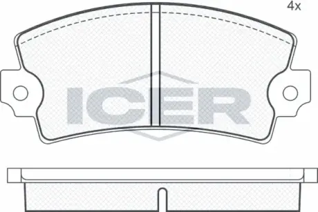 Комплект тормозных колодок, дисковый тормоз ICER 180139