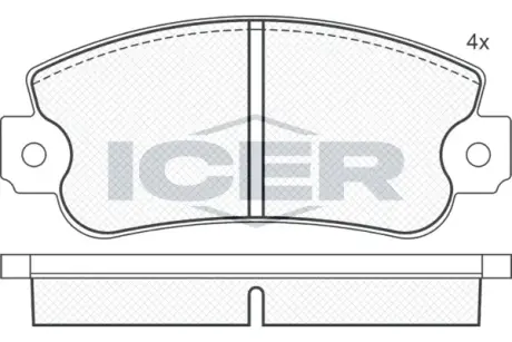 Комплект тормозных колодок, дисковый тормоз ICER 180182