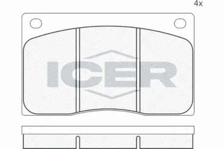 Комплект тормозных колодок, дисковый тормоз ICER 180234
