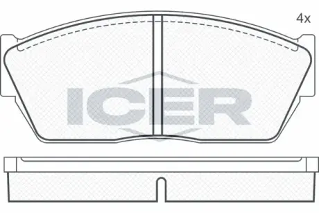Комплект тормозных колодок, дисковый тормоз ICER 180388